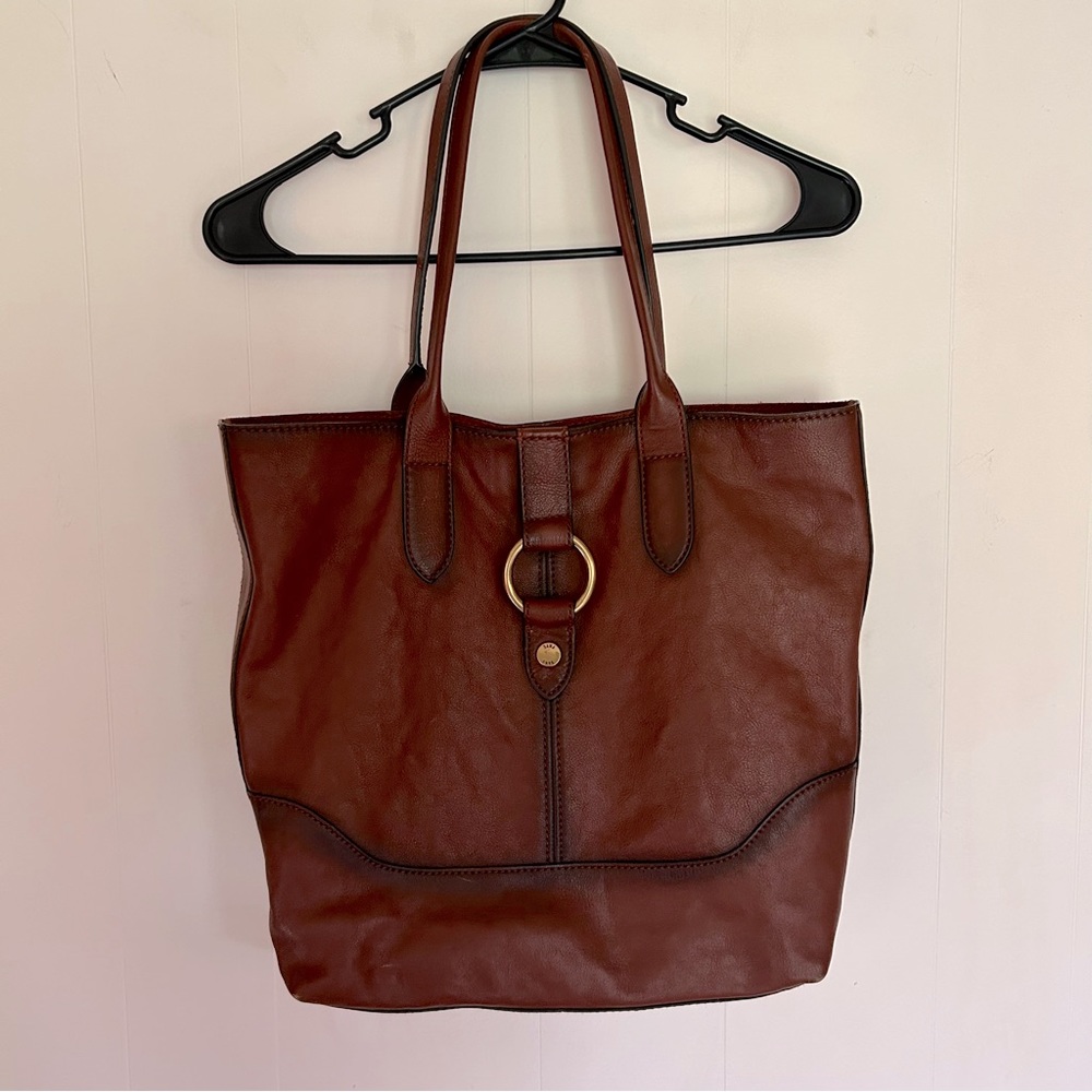 Frye Genuine Leather Gold Ring Large Tote Bag Purse